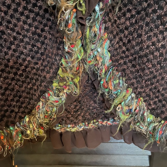 CURIO size medium brown and black sweater cardigan - Picture 5 of 7